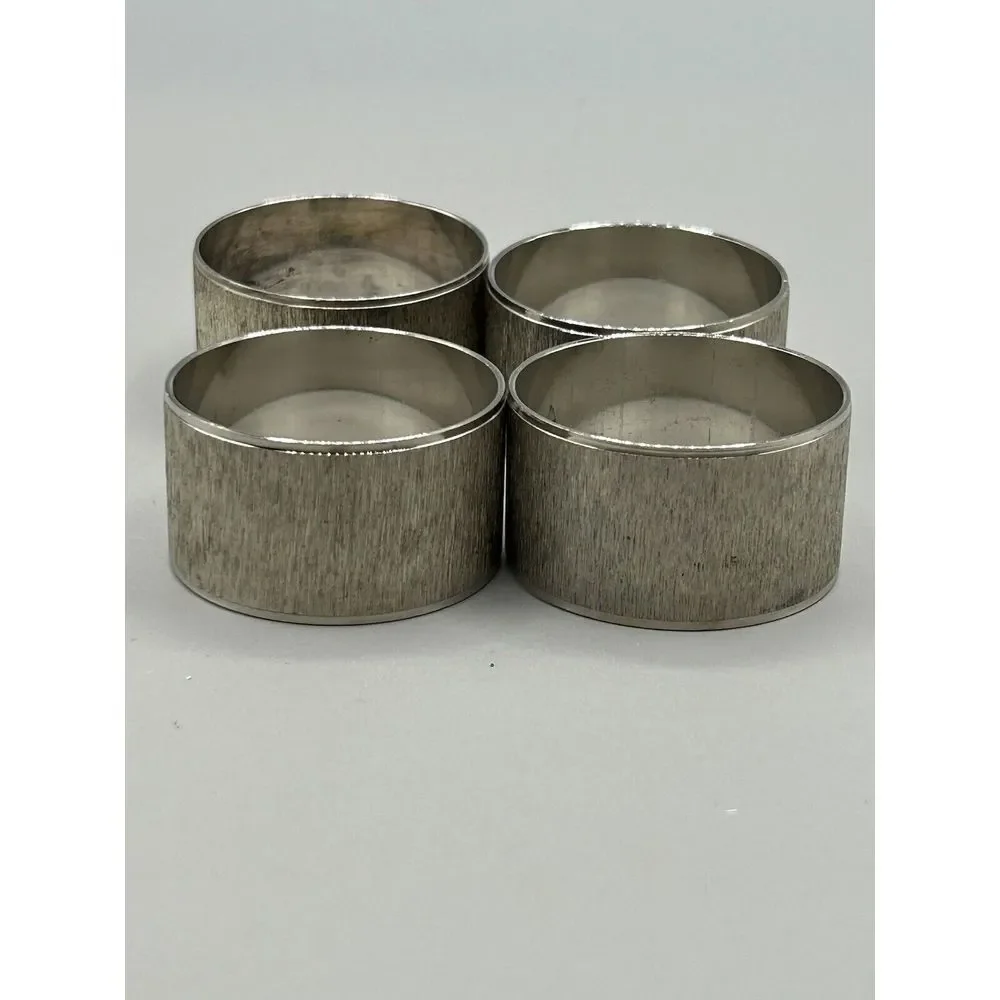 Brushed‎ Silver tone Napkin Rings Set Of 4